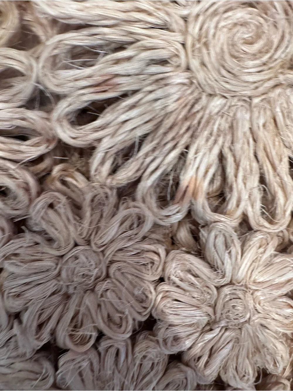 Vintage Set 6 Handwoven Straw Floral Placemats Natural Boho Cottage Coastal Farm